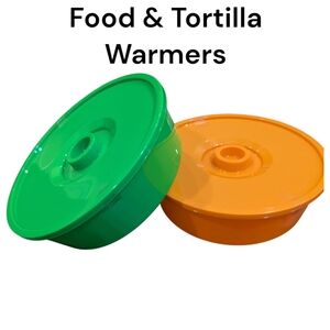2 For $10 | Food & Tortilla Warmers | 2 Pack | Green/Orange | 9" Wide X 3" Depth